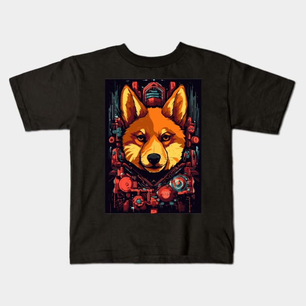 Cyberpunk Shiba Inu Dog Breed Kids T-Shirt by Art-Jiyuu